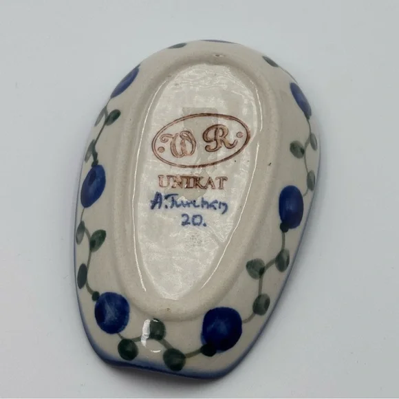 Boleslawiec Unikat Polish Pottery Royal vine Small Spoon Rest - Picture 4 of 5